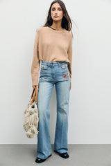 RICA BEIGE ROUND NECK CASHMERE SWEATER