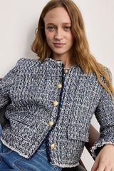 MARILINE COLLARLESS TWEED LUREX JACKET