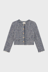 MARILINE COLLARLESS TWEED LUREX JACKET