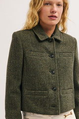 JOYCE VIRGIN WOOL HERRINGBONE JACKET