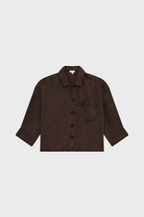 MANELLE TAUPE LYOCELL LINEN FLUID OVERSHIRT