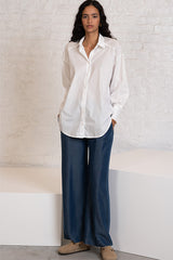 VALERIA WHITE OVERSIZED POPELINE SHIRT