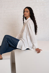 VALERIA WHITE OVERSIZED POPELINE SHIRT