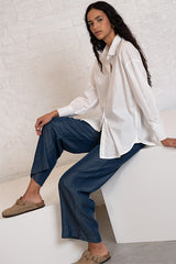 VALERIA WHITE OVERSIZED POPELINE SHIRT