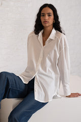 VALERIA WHITE OVERSIZED POPELINE SHIRT