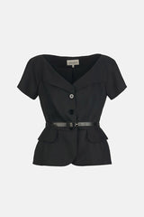 VAROMA BLACK UNSTRUCTURED BLAZER