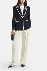 VELICO CONTRAST TRIMS SINGLE-BREASTED JACKET