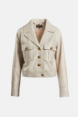 VESTE BEIGE LEATHER JACKET