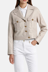 VESTE BEIGE LEATHER JACKET