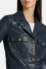 VESTE DARK BLUE LEATHER JACKET
