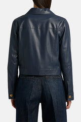 VESTE DARK BLUE LEATHER JACKET