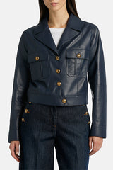 VESTE DARK BLUE LEATHER JACKET