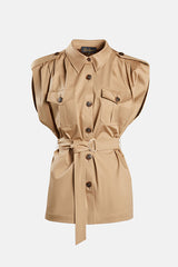 VETTURINO BEIGE SLEEVELESS SAFARI JACKET