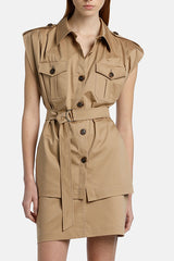 VETTURINO BEIGE SLEEVELESS SAFARI JACKET