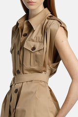VETTURINO BEIGE SLEEVELESS SAFARI JACKET