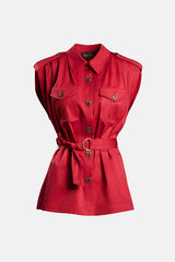 VETTURINO RED SLEEVELESS SAFARI JACKET