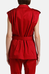 VETTURINO RED SLEEVELESS SAFARI JACKET