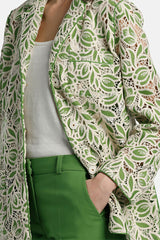VIATICO GREEN MACRAME LACE BLAZER