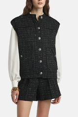 VIGNOLO BLACK BOUCLE LUREX DETAILS VEST