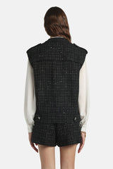 VIGNOLO BLACK BOUCLE LUREX DETAILS VEST