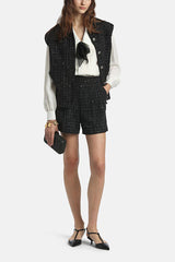 VIGNOLO BLACK BOUCLE LUREX DETAILS VEST