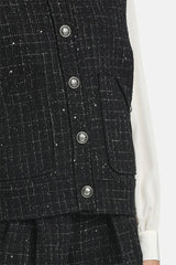 VIGNOLO BLACK BOUCLE LUREX DETAILS VEST