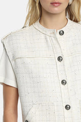 VIGNOLO CREAM BOUCLE LUREX DETAILS VEST