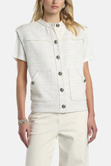 VIGNOLO CREAM BOUCLE LUREX DETAILS VEST