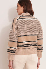 VOLIGE-JACQ STRIPED KNIT BUTTON-FRONT CARDIGAN