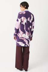 ANIMAL PRINT JACQUARD V-NECK CARDIGAN