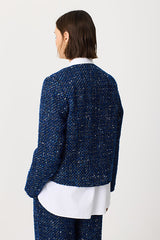 LEATHER TRIM TWEED JACKET