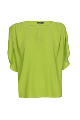 GREEN FLOUNCED SLEEVE ELEGANT BLOUSE