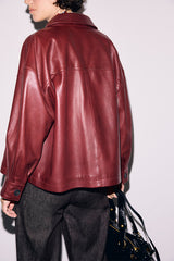 PENNY RED LEATHER OVERSHIRT