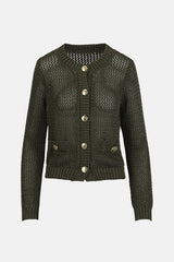 ZAIA GREEN LUREX CARDIGAN