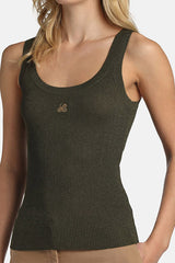 ZAIDA GREEN EMBROIDERED SLEEVELESS KNIT TOP