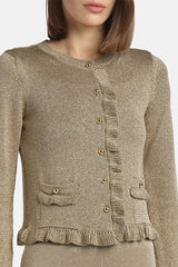 ZANDRA GOLD BON TON KNIT CARDIGAN