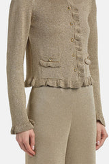 ZANDRA GOLD BON TON KNIT CARDIGAN