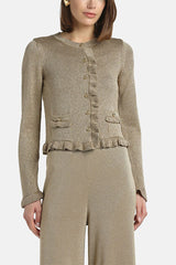 ZANDRA GOLD BON TON KNIT CARDIGAN