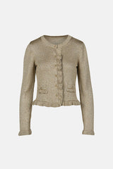ZANDRA GOLD BON TON KNIT CARDIGAN