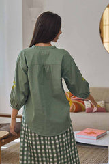 MAYA GREEN EMBROIDERED TOP
