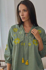 MAYA GREEN EMBROIDERED TOP