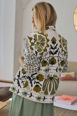 MAELLE GREEN EMBROIDERED SLEEVELESS JACKET
