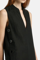 BERTUCI BLACK LINEN TUNIC