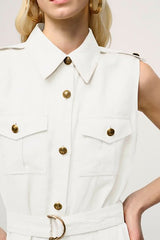 PRINCIPATO SLEEVELESS WHITE LINEN DRESS