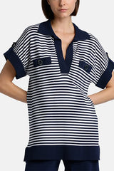 CAIO KNIT STRIPED POLO SWEATER