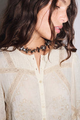 CARLA EMBROIDERY INSERT LACE SHIRT