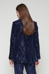 SEQUINS NAVY VELVET BLAZER