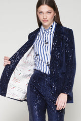 SEQUINS NAVY VELVET BLAZER