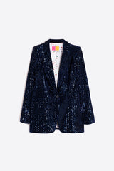 SEQUINS NAVY VELVET BLAZER