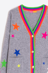 GREY V-NECK BRIGHT DETAILS CARDIGAN